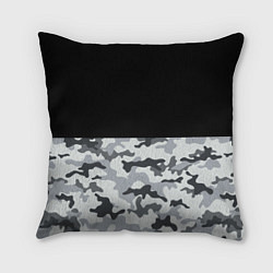 Подушка квадратная Полукамуфляж Тёмно-Серый, цвет: 3D-принт
