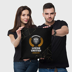 Подушка квадратная Лого Leeds United и надпись Legendary Football Clu, цвет: 3D-принт — фото 2