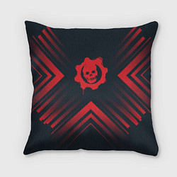 Подушка квадратная Красный Символ Gears of War на темном фоне со стре, цвет: 3D-принт
