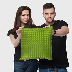 Подушка квадратная Зеленые светлые и темные волнистые полосы, цвет: 3D-принт — фото 2