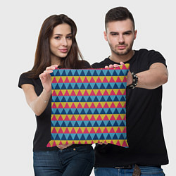 Подушка квадратная Калейдоскоп - цветные треугольники, цвет: 3D-принт — фото 2