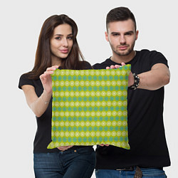 Подушка квадратная Зеленые и белые кружки, цвет: 3D-принт — фото 2