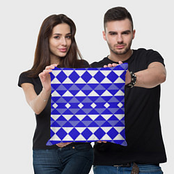 Подушка квадратная Бело-синий геометрический узор, цвет: 3D-принт — фото 2