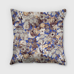 Подушка квадратная Цветы Синего Сада, цвет: 3D-принт