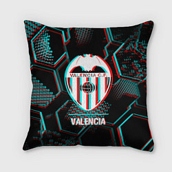 Подушка квадратная Valencia FC в стиле glitch на темном фоне, цвет: 3D-принт