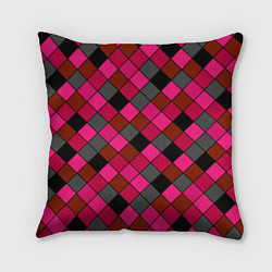 Подушка квадратная Розово-красный геометрический узор, цвет: 3D-принт