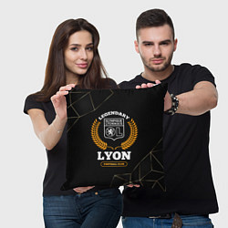 Подушка квадратная Лого Lyon и надпись legendary football club на тем, цвет: 3D-принт — фото 2