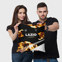 Подушка квадратная Lazio legendary sport fire, цвет: 3D-принт — фото 2