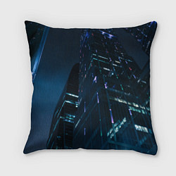 Подушка квадратная Неоновые ночные вышки в городе, цвет: 3D-принт
