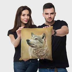 Подушка квадратная Спокойный волк, цвет: 3D-принт — фото 2