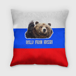 Подушка квадратная Привет из России - медведь и триколор, цвет: 3D-принт