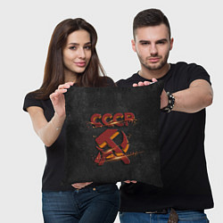 Подушка квадратная Серп и молот символ СССР, цвет: 3D-принт — фото 2