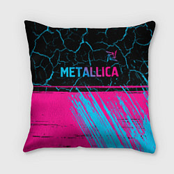 Подушка квадратная Metallica - neon gradient: символ сверху, цвет: 3D-принт