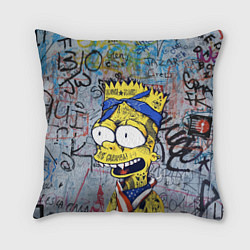 Подушка квадратная Кульный Барт Симпсон весь в тату - Hype, цвет: 3D-принт