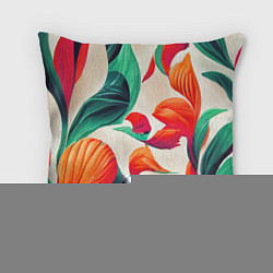 Подушка квадратная Элегантный цветочный орнамент, цвет: 3D-принт