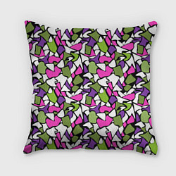 Подушка квадратная Абстрактный розово -оливковый узор, цвет: 3D-принт