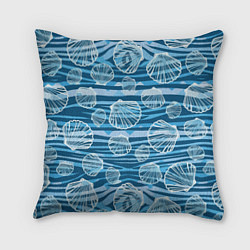 Подушка квадратная Паттерн из створок ракушки - океан, цвет: 3D-принт