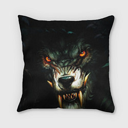 Подушка квадратная Злой волк с длинными клыками, цвет: 3D-принт