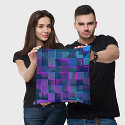 Подушка квадратная Неоновый киберпанк кубизм, цвет: 3D-принт — фото 2
