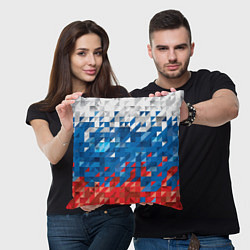 Подушка квадратная Полигональный флаг России!, цвет: 3D-принт — фото 2