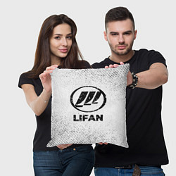 Подушка квадратная Lifan с потертостями на светлом фоне, цвет: 3D-принт — фото 2