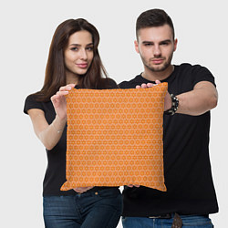 Подушка квадратная Оранжево-желтые цветочки, цвет: 3D-принт — фото 2