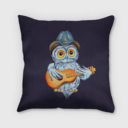 Подушка квадратная Сова музыкант с гитарой, цвет: 3D-принт