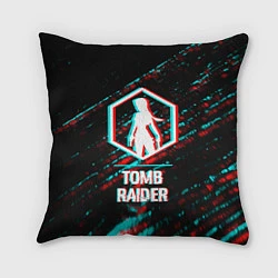 Подушка квадратная Tomb Raider в стиле glitch и баги графики на темно, цвет: 3D-принт