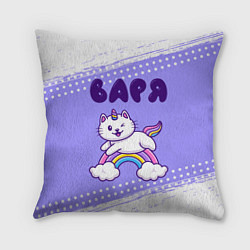 Подушка квадратная Варя кошка единорожка, цвет: 3D-принт