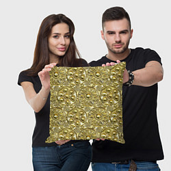 Подушка квадратная Золотая чеканка - текстура, цвет: 3D-принт — фото 2