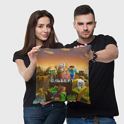 Подушка квадратная Альберт Minecraft, цвет: 3D-принт — фото 2