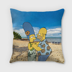 Подушка квадратная Гомер Симпсон танцует с Мардж на пляже, цвет: 3D-принт