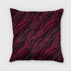 Подушка квадратная Модный полосатый красно- черный узор Зебра, цвет: 3D-принт