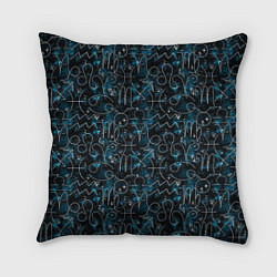 Подушка квадратная Знаки зодиака и звезды на сине- черном фоне, цвет: 3D-принт