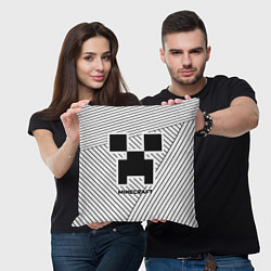 Подушка квадратная Символ Minecraft на светлом фоне с полосами, цвет: 3D-принт — фото 2