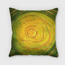 Подушка квадратная Желто-зеленая текстурная абстракция акрилом, цвет: 3D-принт