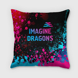 Подушка квадратная Imagine Dragons - neon gradient: символ сверху, цвет: 3D-принт