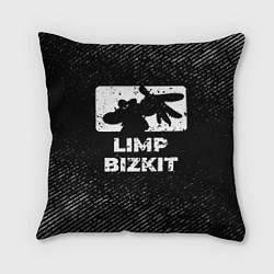 Подушка квадратная Limp Bizkit с потертостями на темном фоне, цвет: 3D-принт