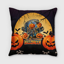 Подушка квадратная Хэллоуин - тыква, цвет: 3D-принт