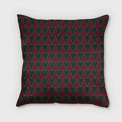 Подушка квадратная Красные и зеленые треугольники, цвет: 3D-принт