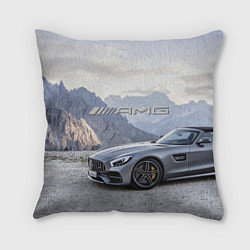 Подушка квадратная Mercedes AMG V8 Biturbo cabriolet - mountains, цвет: 3D-принт