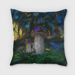 Подушка квадратная Грибы в лесу, цвет: 3D-принт