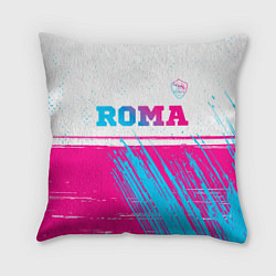 Подушка квадратная Roma neon gradient style: символ сверху, цвет: 3D-принт
