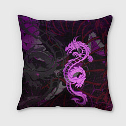 Подушка квадратная Неоновый дракон purple dragon, цвет: 3D-принт
