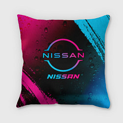 Подушка квадратная Nissan - neon gradient, цвет: 3D-принт