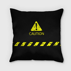 Подушка квадратная CAUTION - Осторожно опасность, цвет: 3D-принт