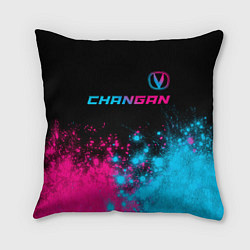 Подушка квадратная Changan - neon gradient: символ сверху, цвет: 3D-принт