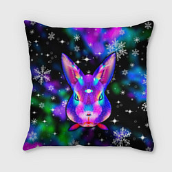 Подушка квадратная Неоновый кролик, цвет: 3D-принт