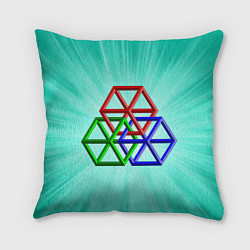 Подушка квадратная Невозможная геометрия - оптическая иллюзия, цвет: 3D-принт