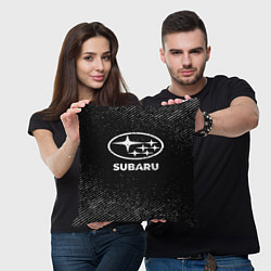 Подушка квадратная Subaru с потертостями на темном фоне, цвет: 3D-принт — фото 2